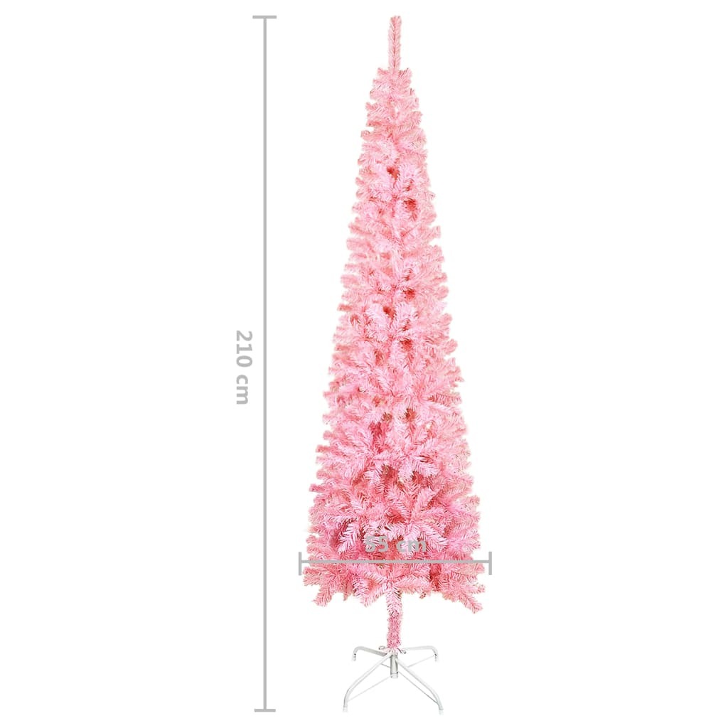 Slim Christmas Tree with LEDs Pink 210 cm