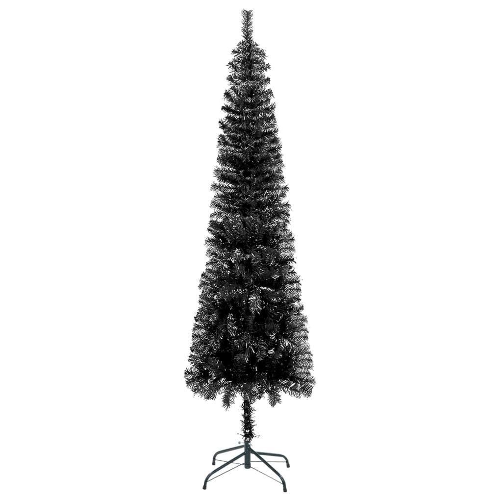 Slim Christmas Tree with LEDs Black 120 cm