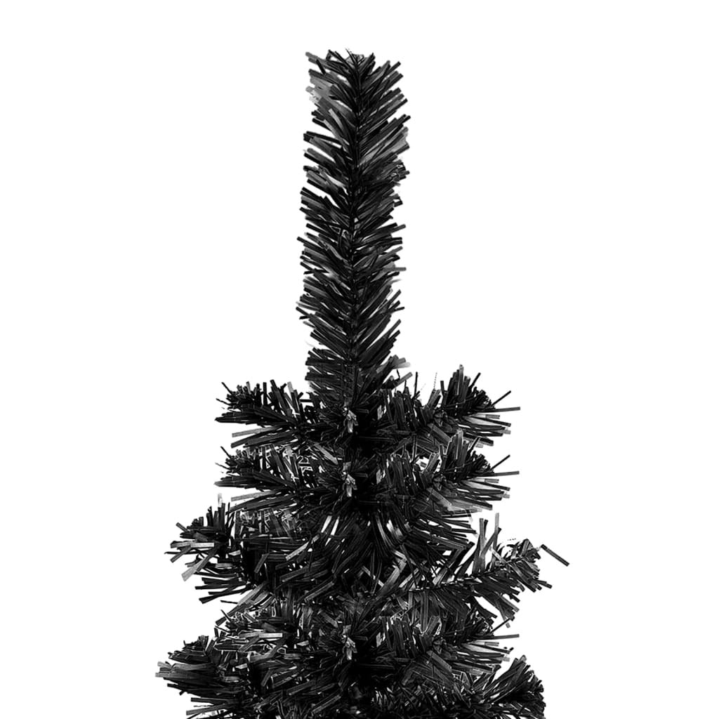 Slim Pre-lit Christmas Tree Black 150 cm