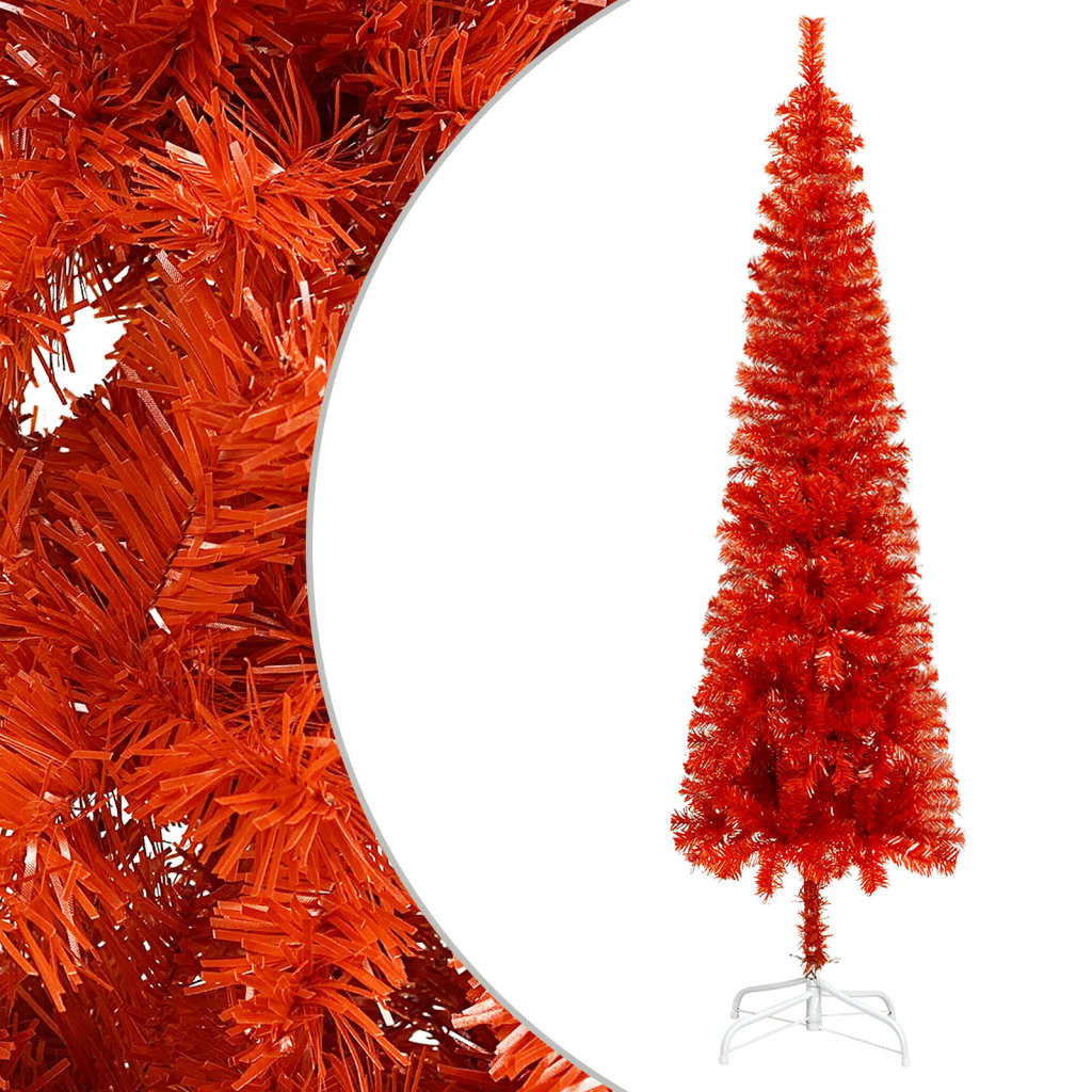 Slim Christmas Tree with LEDs Red 150 cm