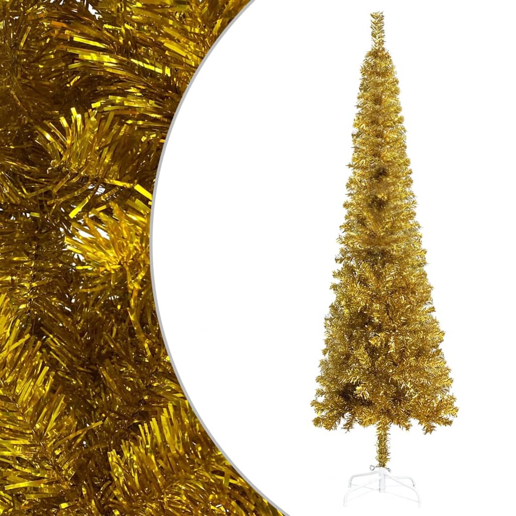 Slim Pre-lit Christmas Tree Gold 150 cm