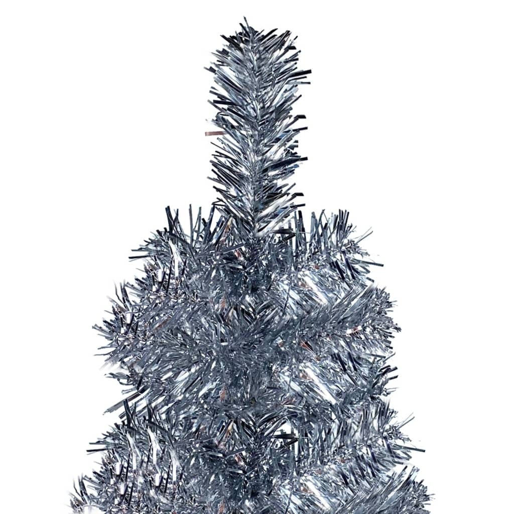 Slim Christmas Tree with LEDs 210 cm Silver