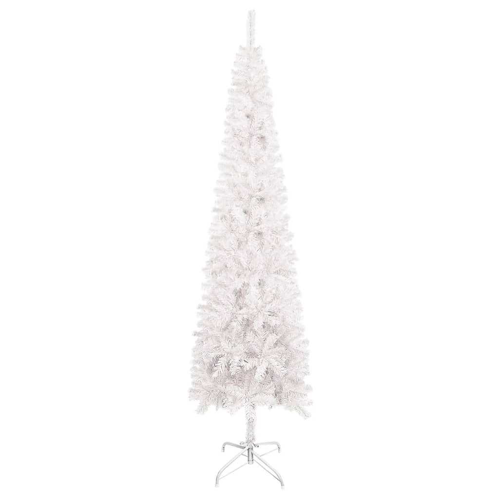 Slim Christmas Tree with LEDs&Ball Set White 120 cm