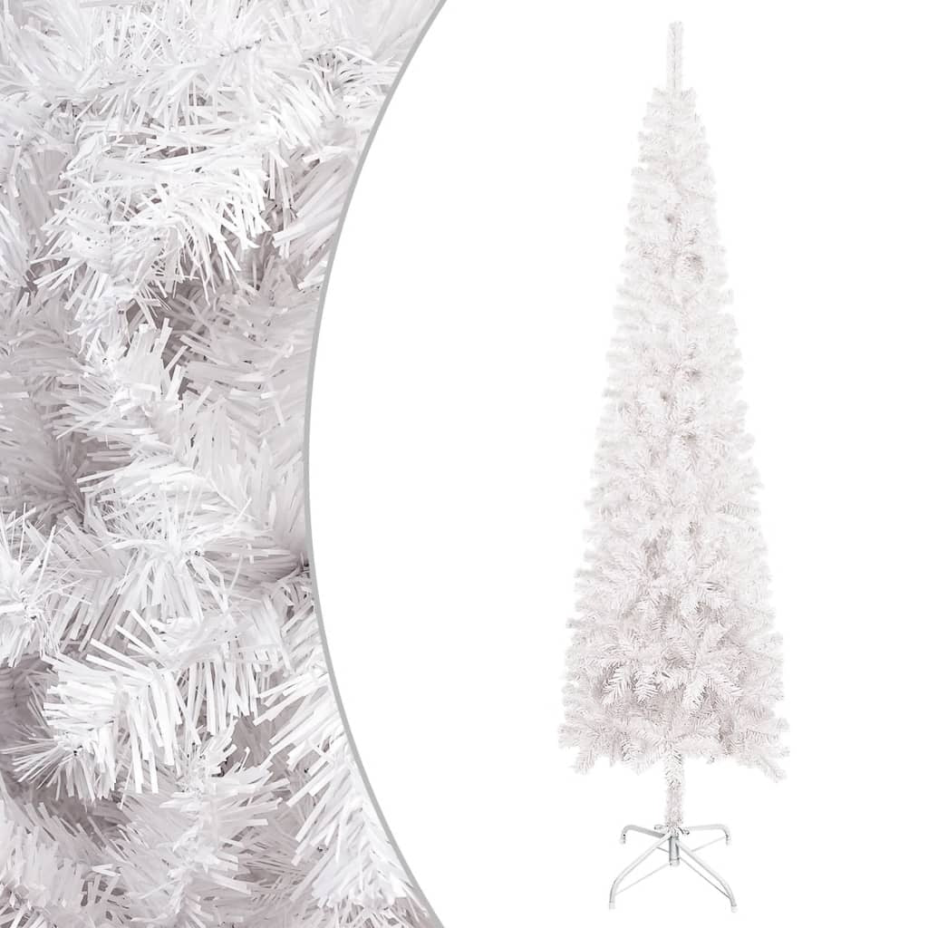 Slim Christmas Tree with LEDs&Ball Set White 150 cm