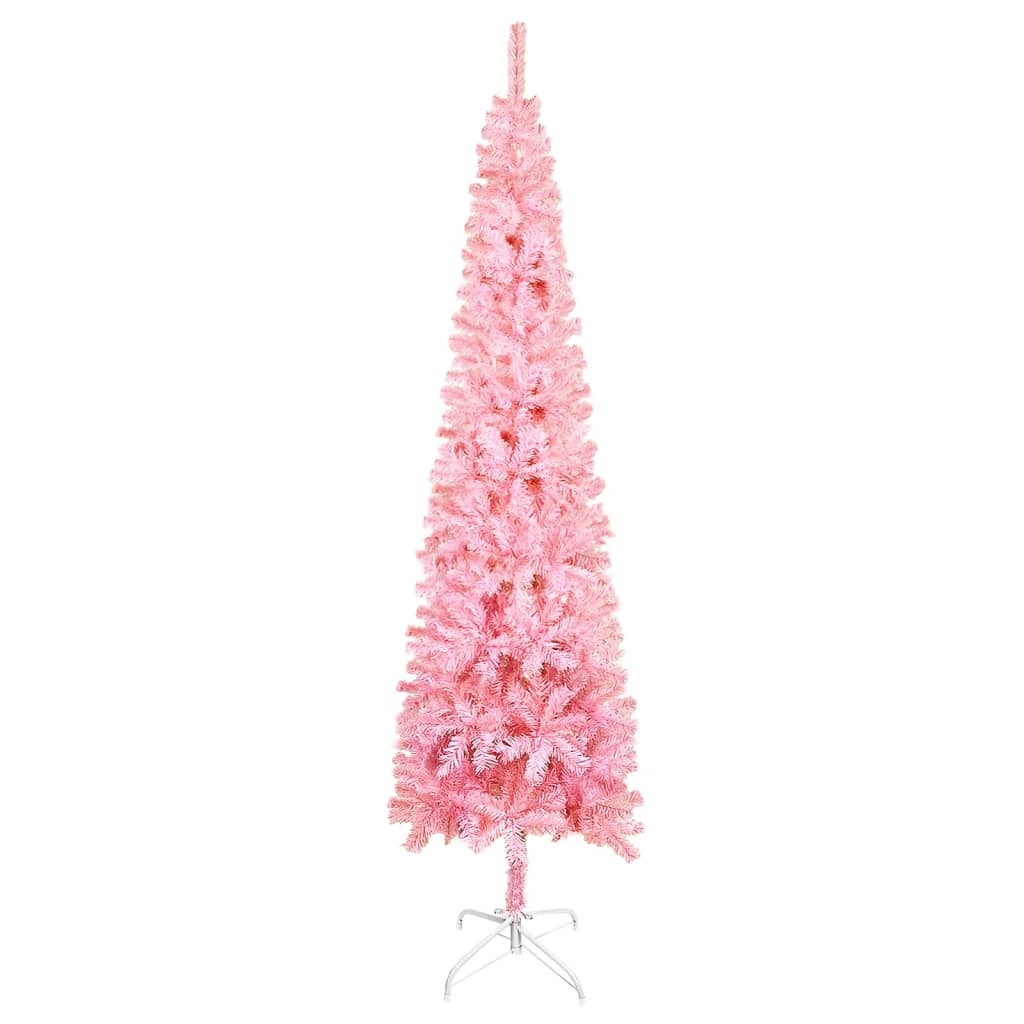 Slim Christmas Tree with LEDs&Ball Set Pink 240 cm