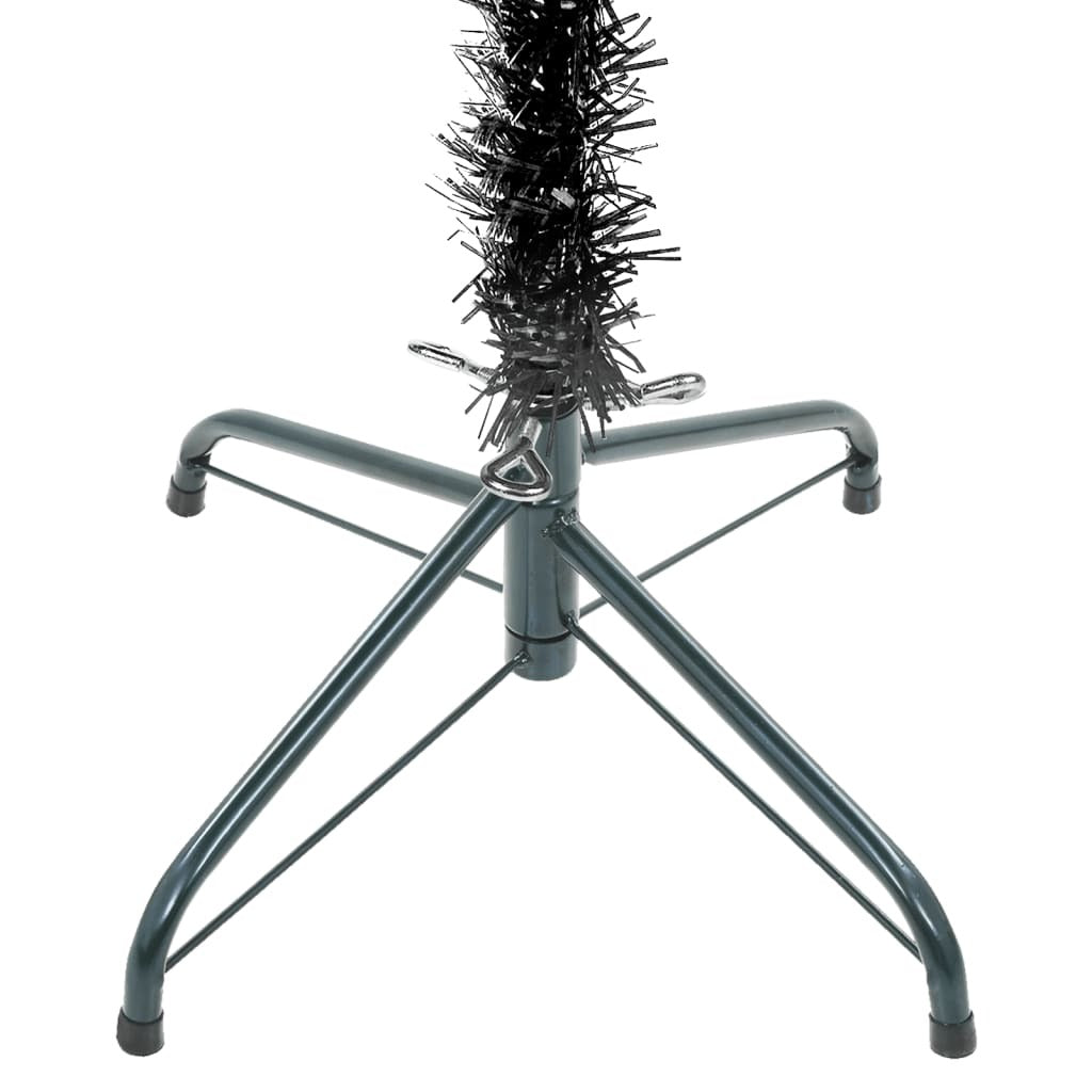 Slim Christmas Tree with LEDs&Ball Set Black 210 cm