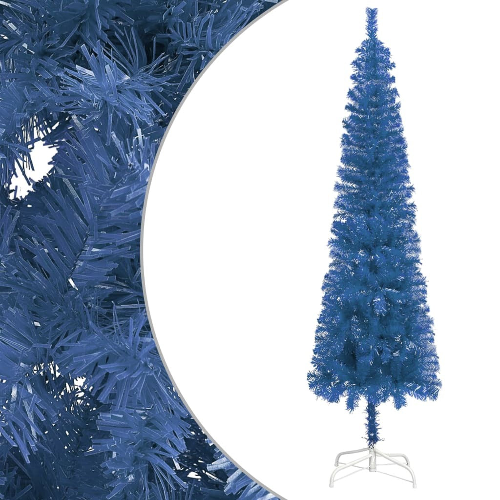 Slim Christmas Tree with LEDs&Ball Set Blue 120 cm