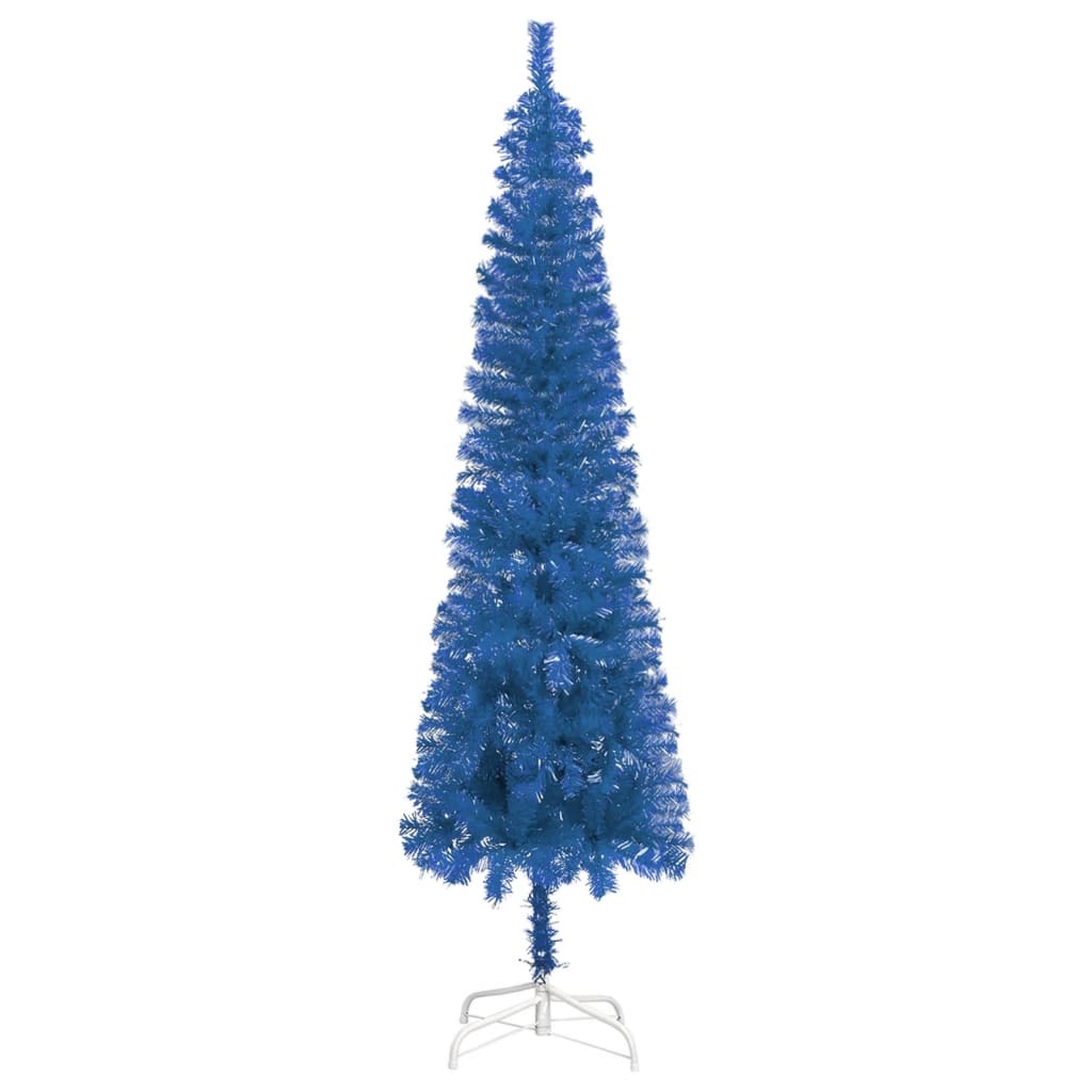 Slim Pre-lit Christmas Tree with Ball Set Blue 180 cm