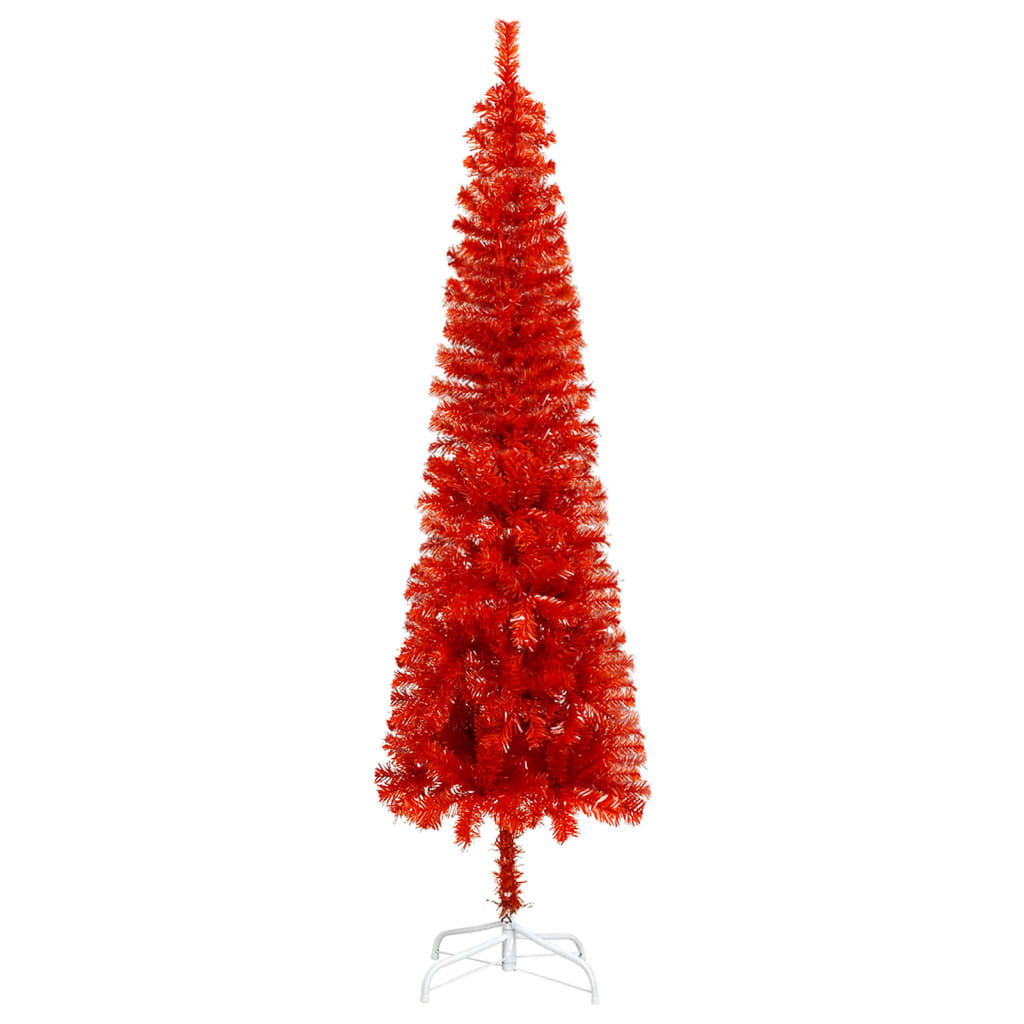 Slim Pre-lit Christmas Tree with Ball Set Red 240 cm