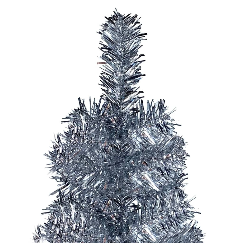 Slim Christmas Tree with LEDs&Ball Set Silver 150 cm