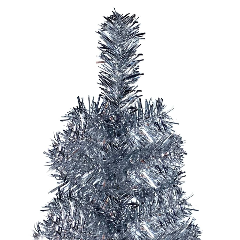 Slim Christmas Tree with LEDs&Ball Set Silver 180 cm