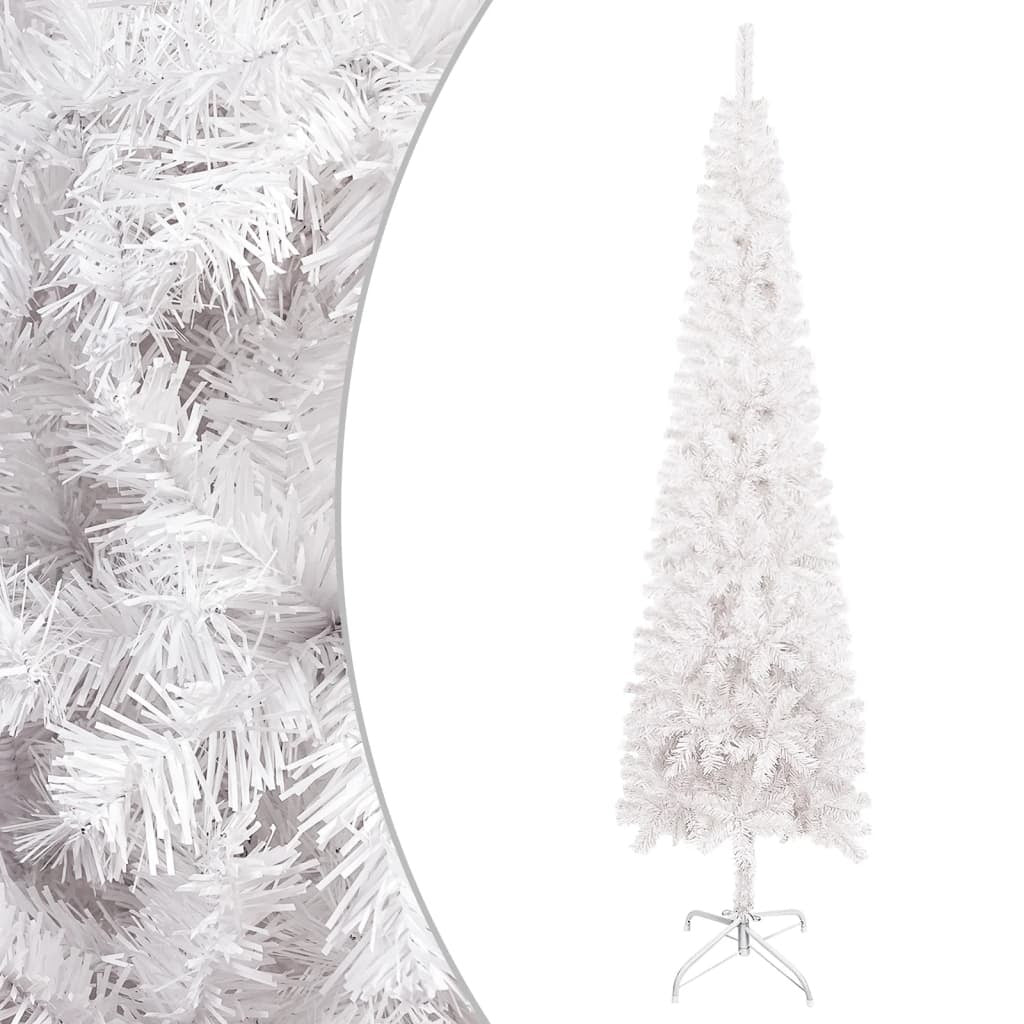 Slim Christmas Tree with LEDs&Ball Set White 120 cm