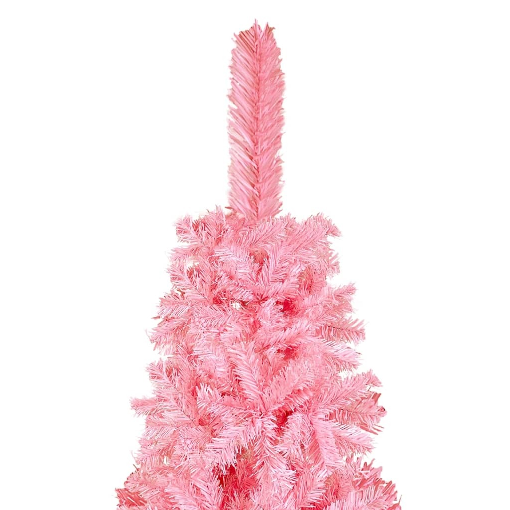 Slim Christmas Tree with LEDs&Ball Set Pink 180 cm