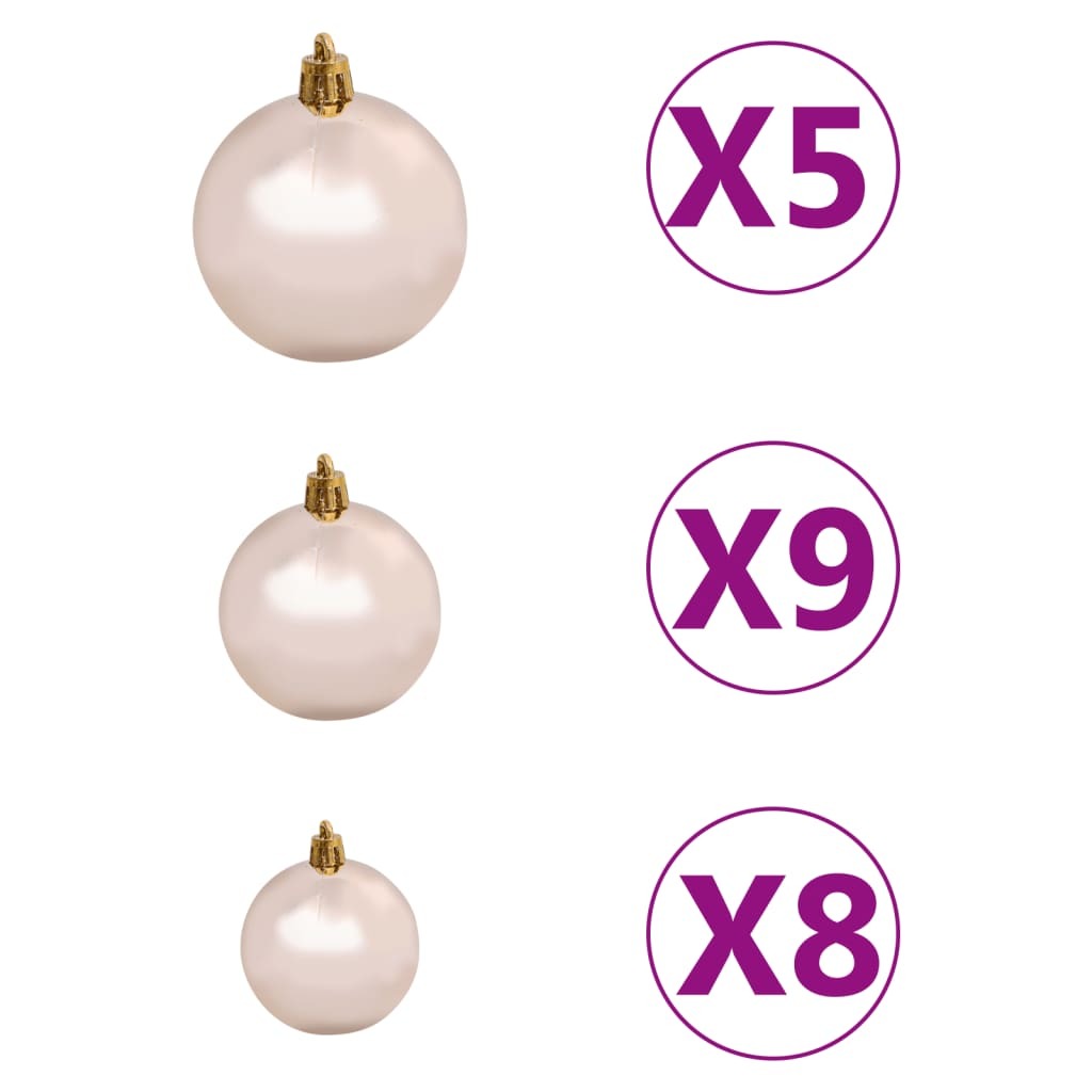 Slim Christmas Tree with LEDs&Ball Set Silver 150 cm