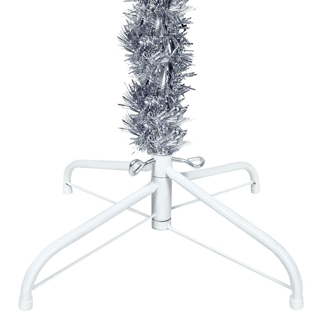 Slim Christmas Tree with LEDs&Ball Set Silver 150 cm