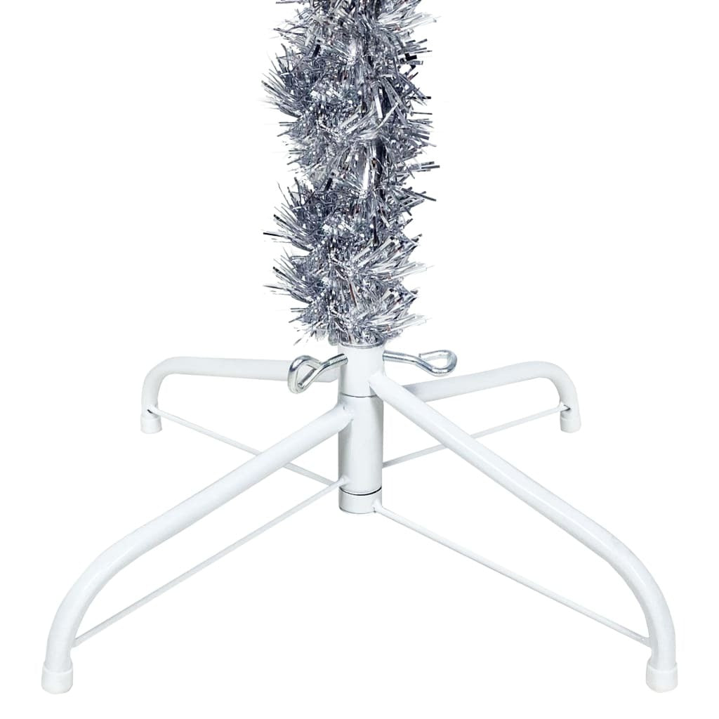 Slim Christmas Tree with LEDs&Ball Set Silver 180 cm