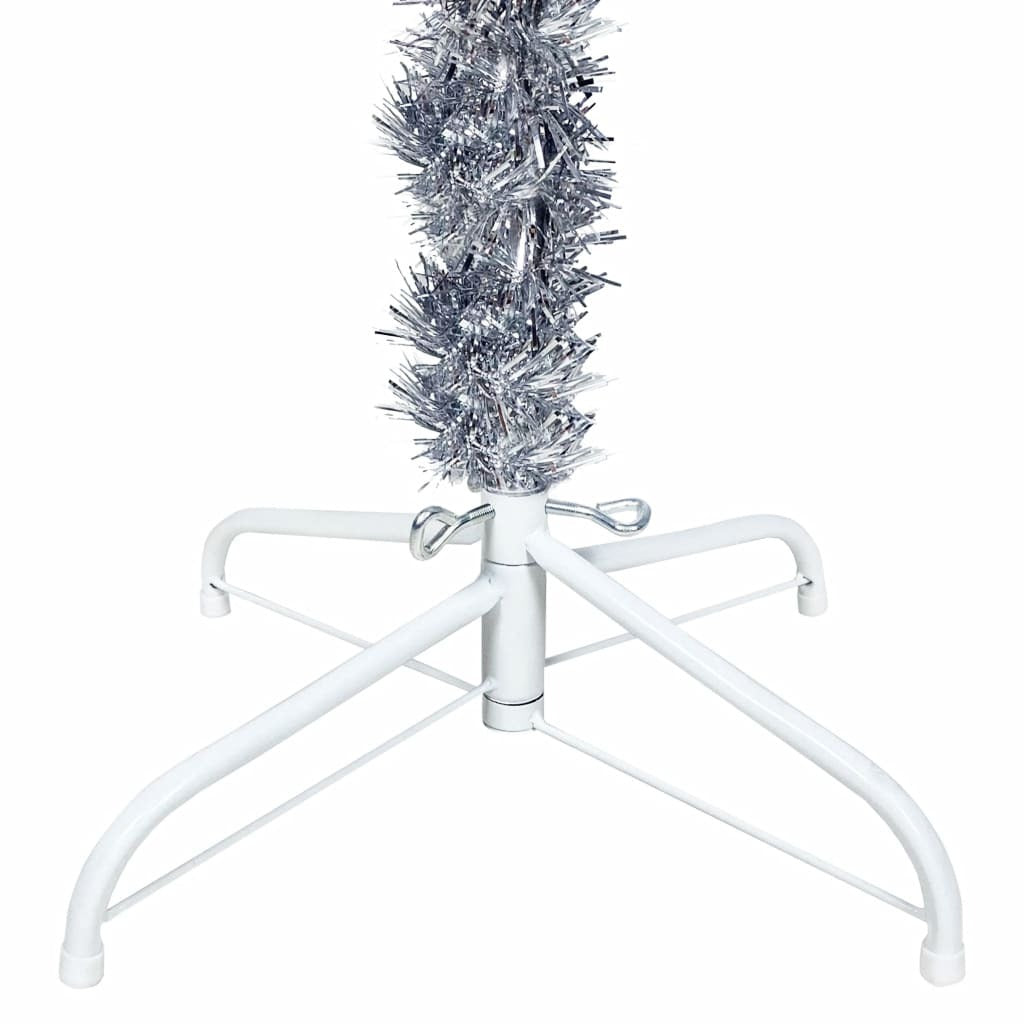 Slim Christmas Tree with LEDs&Ball Set 210 cm Silver