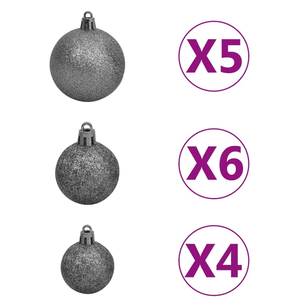 Slim Christmas Tree with LEDs&Ball Set White 180 cm