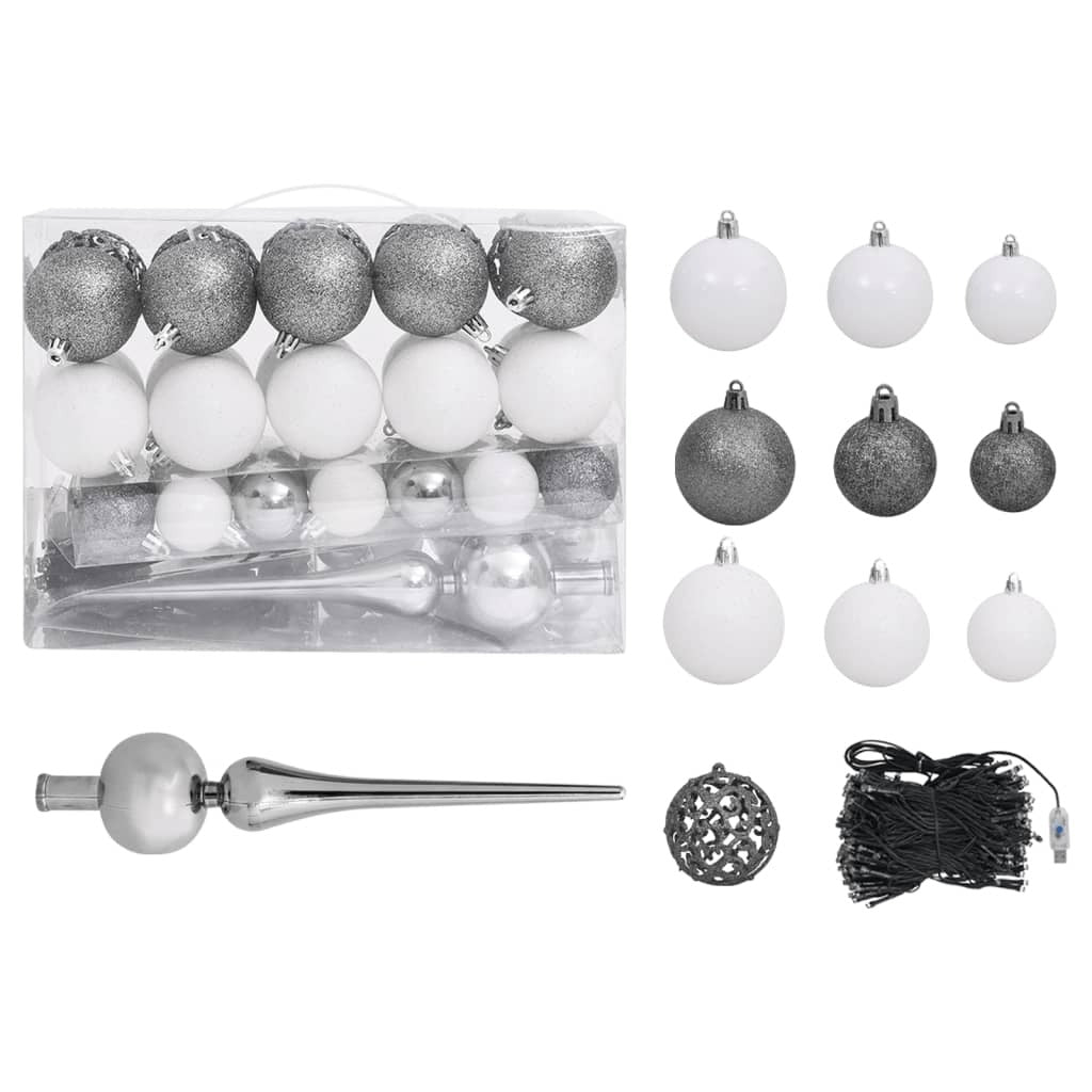 Slim Pre-lit Christmas Tree with Ball Set Black 150 cm