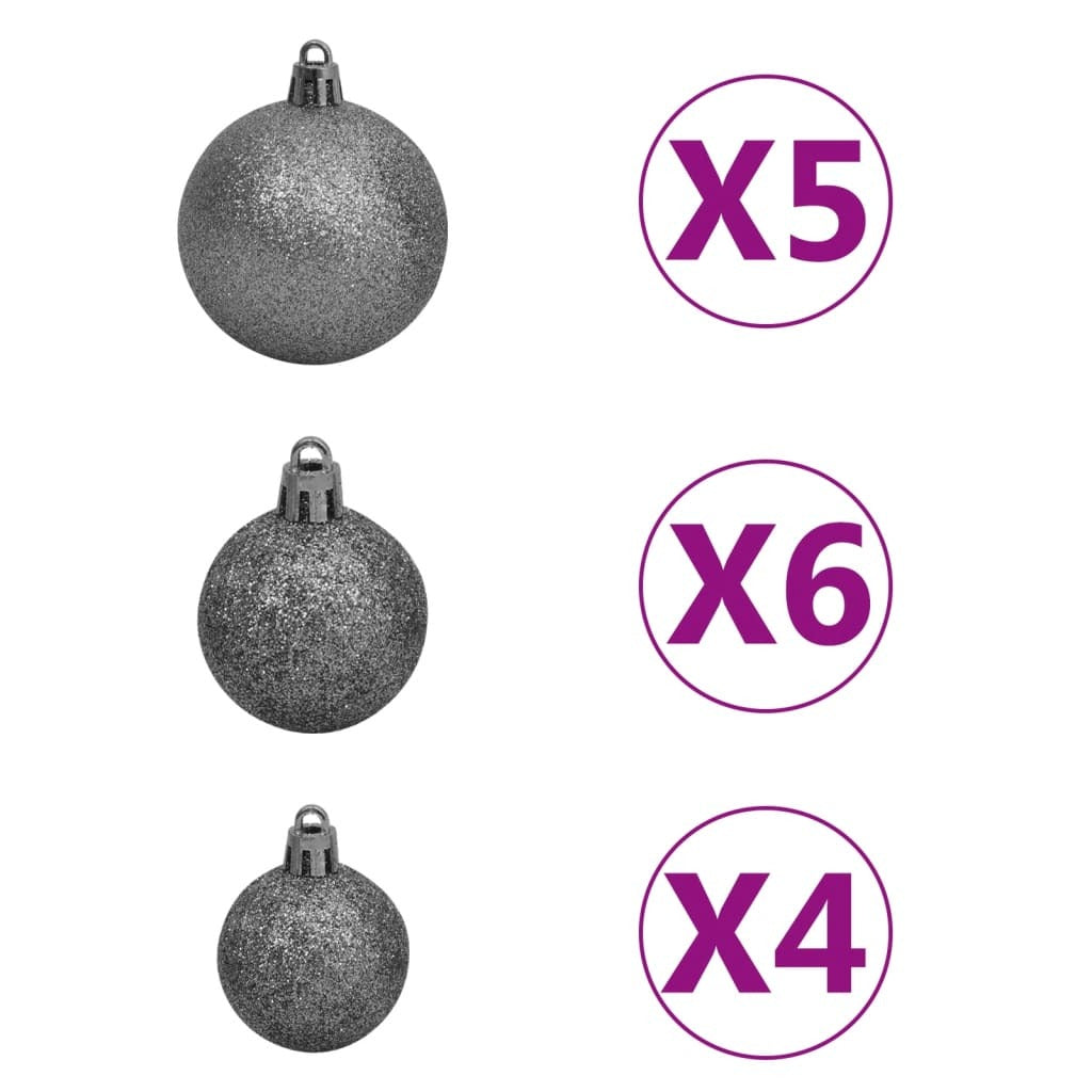 Slim Pre-lit Christmas Tree with Ball Set Black 150 cm