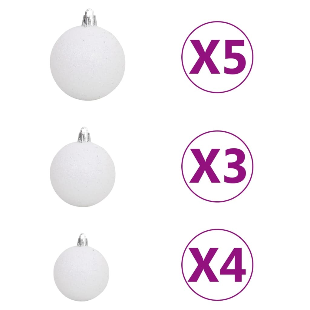 Slim Christmas Tree with LEDs&Ball Set Silver 180 cm