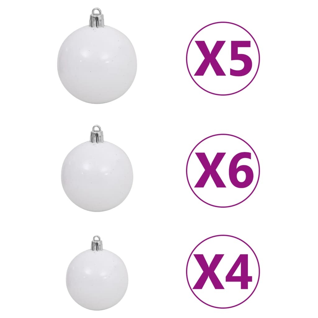 Slim Christmas Tree with LEDs&Ball Set 210 cm Silver