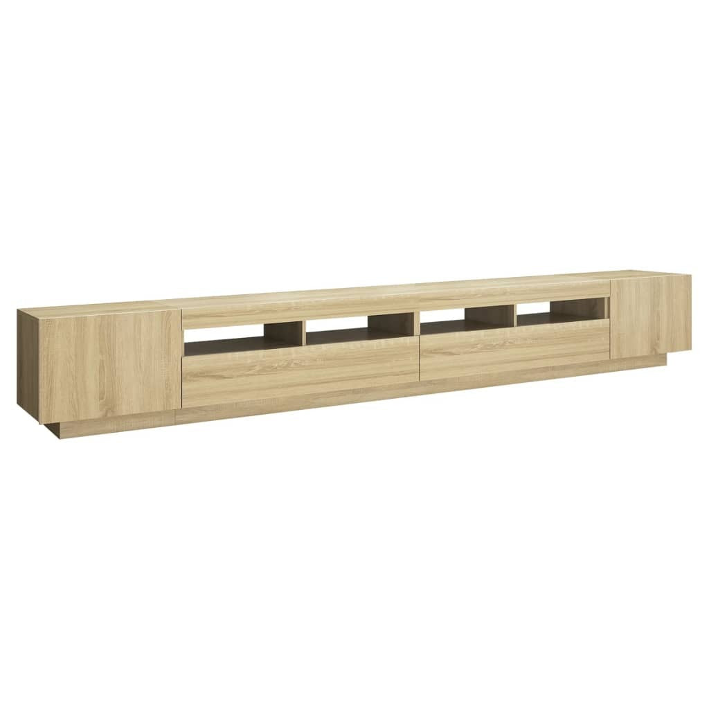 TV Cabinet with LED Lights High Gloss Entertainment Unit Media Stand Sonoma Oak
