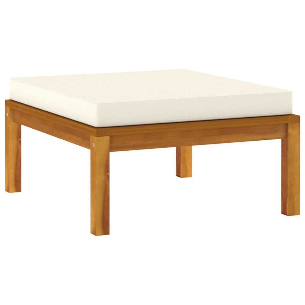 5 Piece Garden Lounge Set with Cream Cushion Solid Acacia Wood