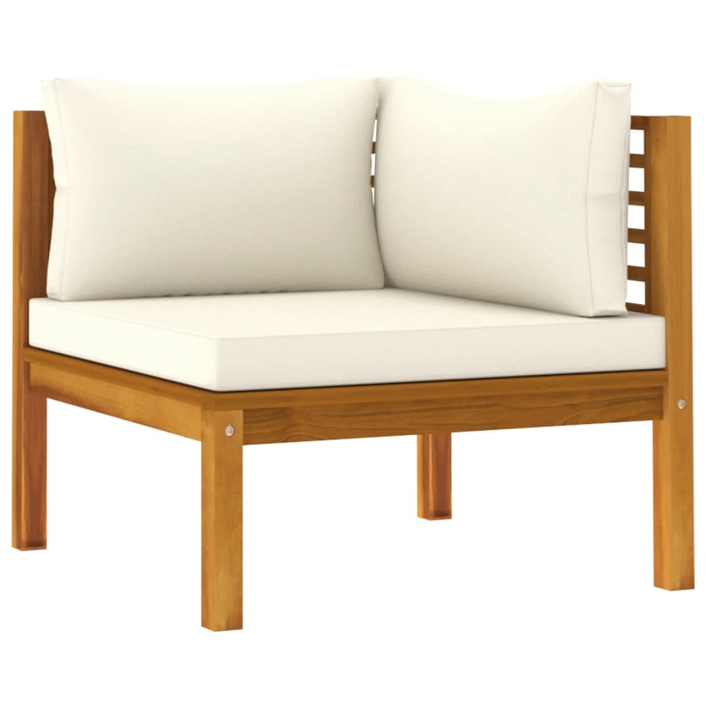 5 Piece Garden Lounge Set with Cream Cushion Solid Acacia Wood