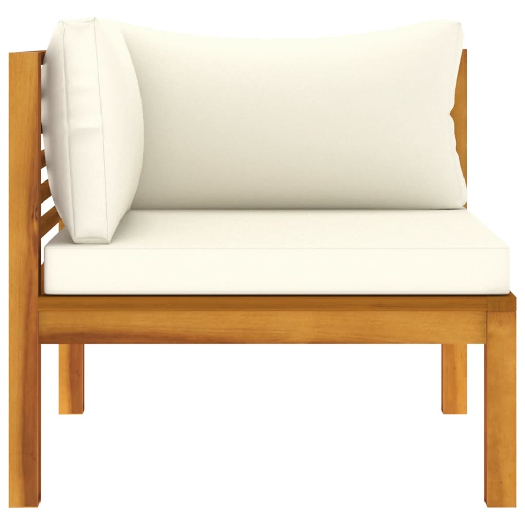 5 Piece Garden Lounge Set with Cream Cushion Solid Acacia Wood