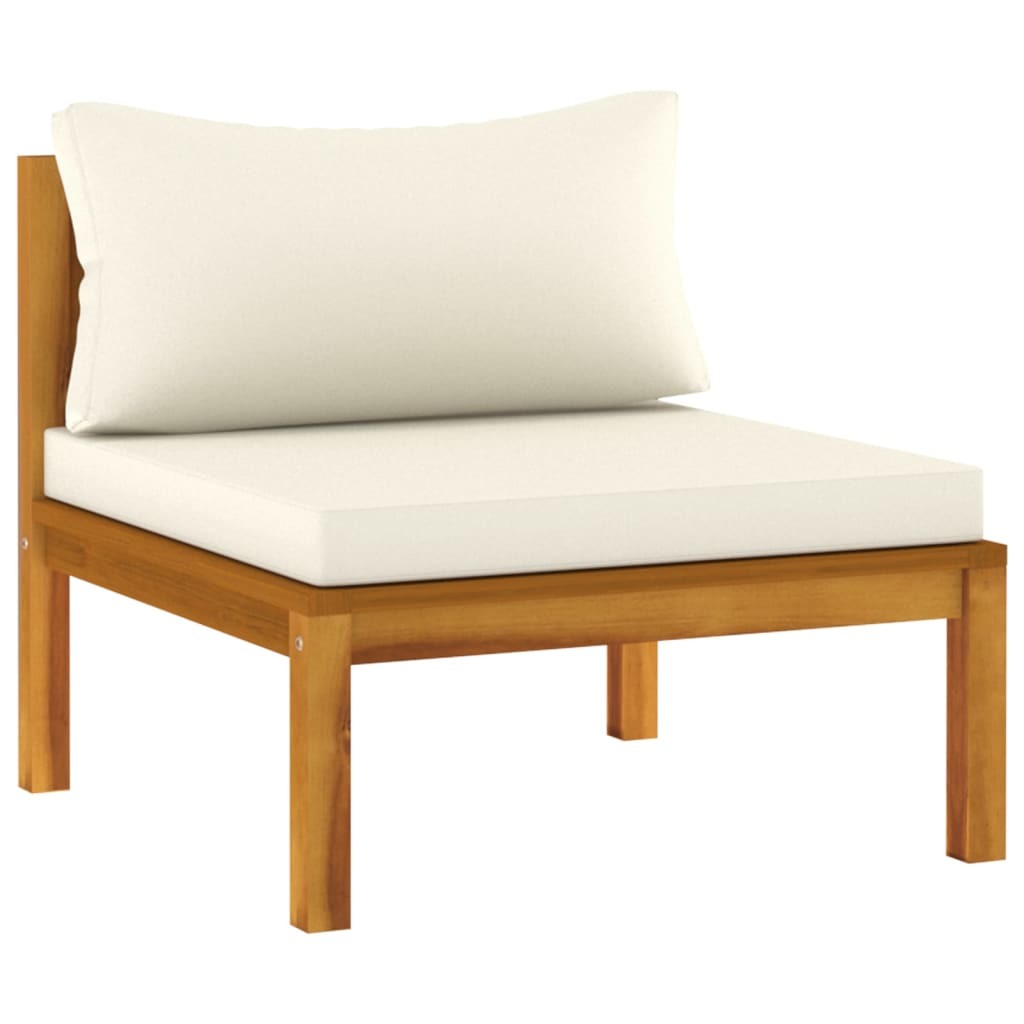 5 Piece Garden Lounge Set with Cream Cushion Solid Acacia Wood