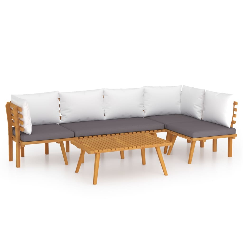 5 Piece Garden Lounge Set with Cushions Solid Wood Acacia