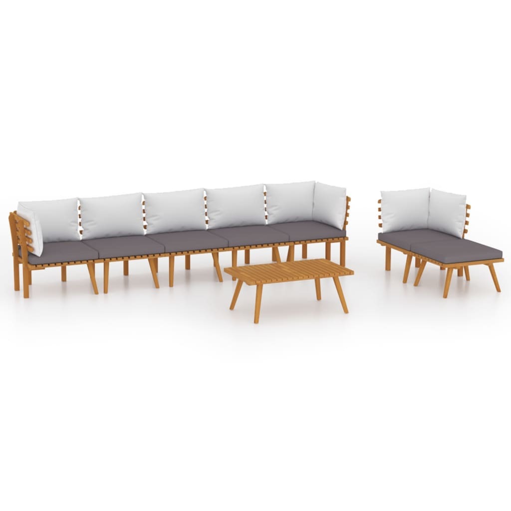 8 Piece Garden Lounge Set with Cushions Sofa Outdoor Solid Acacia Wood