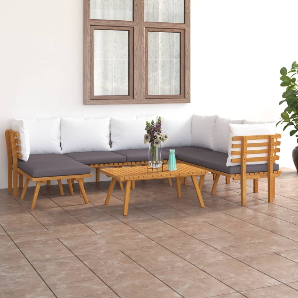 8 Piece Garden Lounge Set with Cushions Sofa Outdoor Solid Acacia Wood
