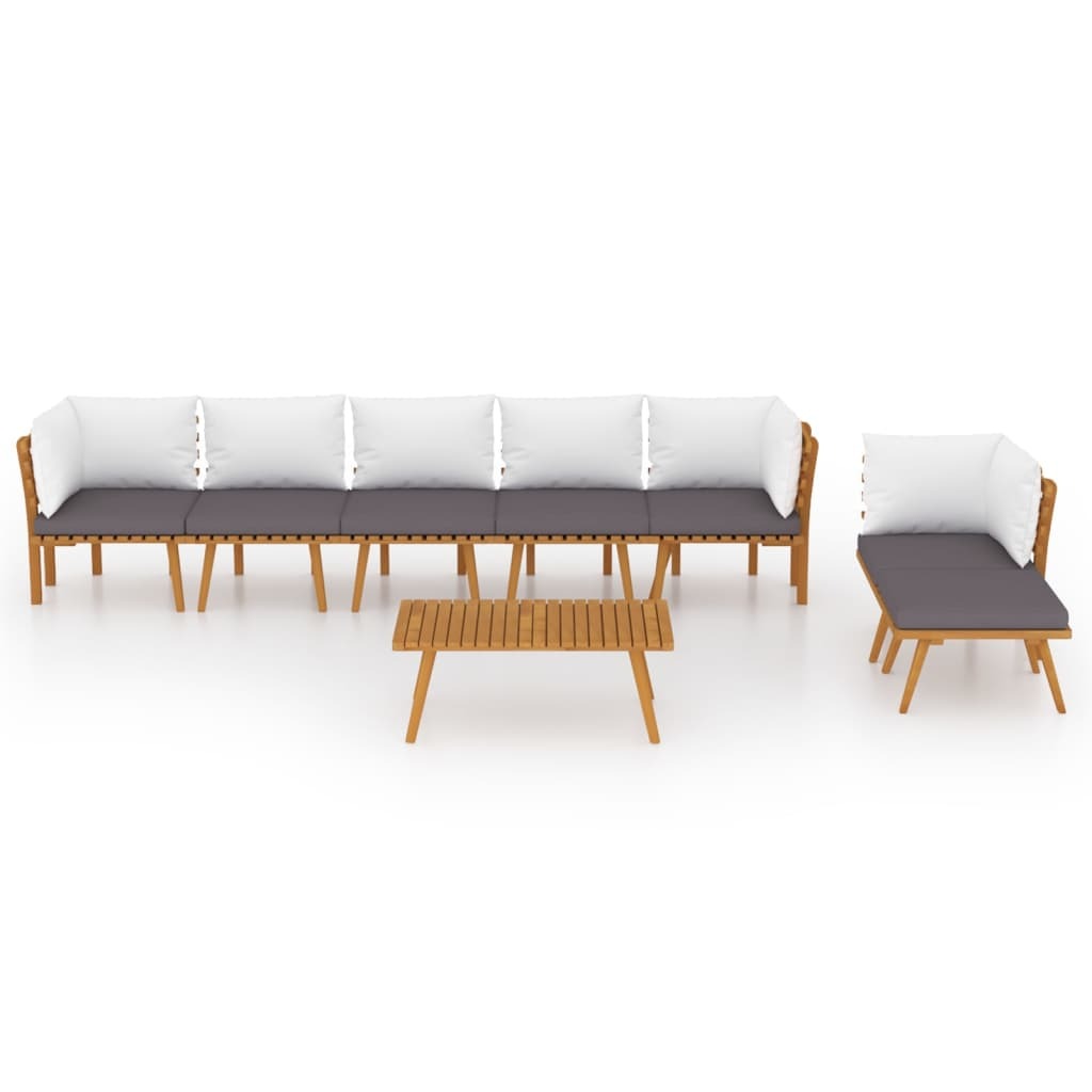 8 Piece Garden Lounge Set with Cushions Sofa Outdoor Solid Acacia Wood