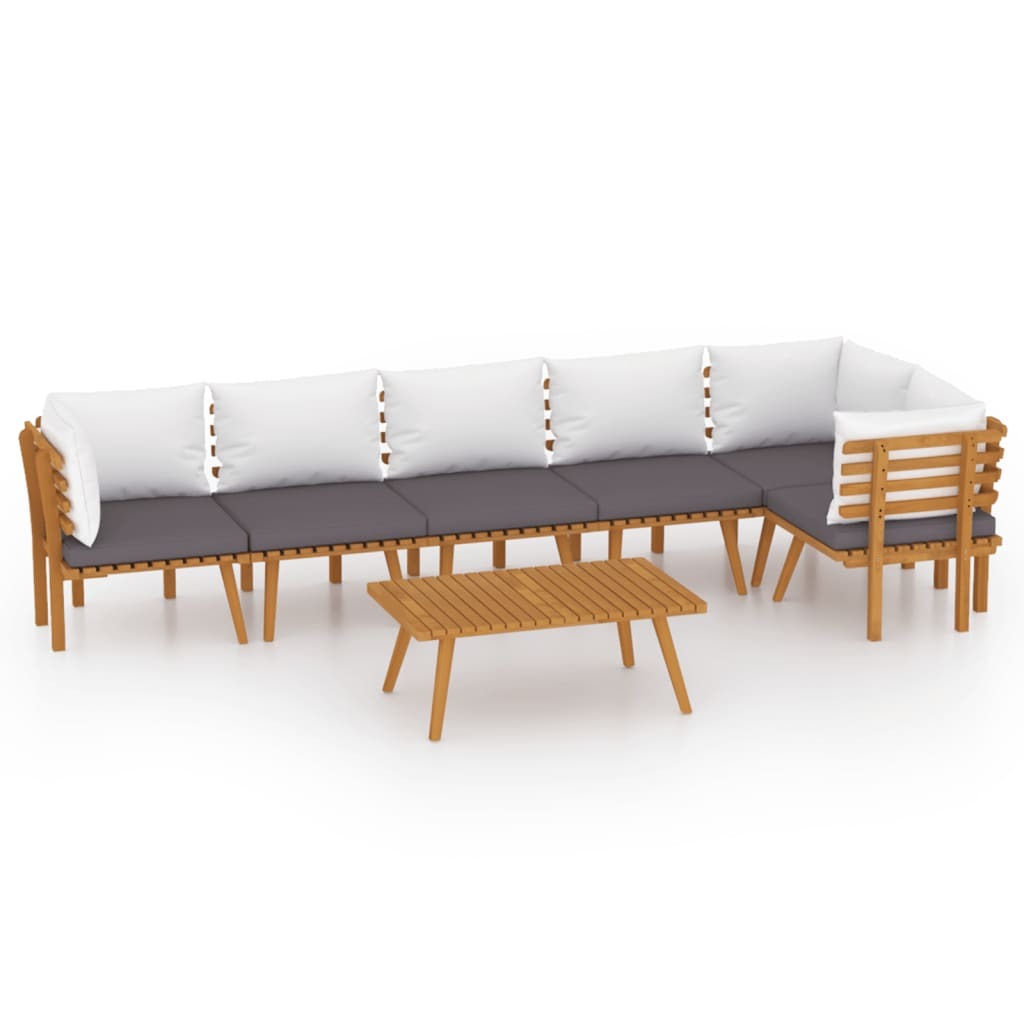 7 Piece Garden Lounge Set with Cushions Solid Wood Acacia