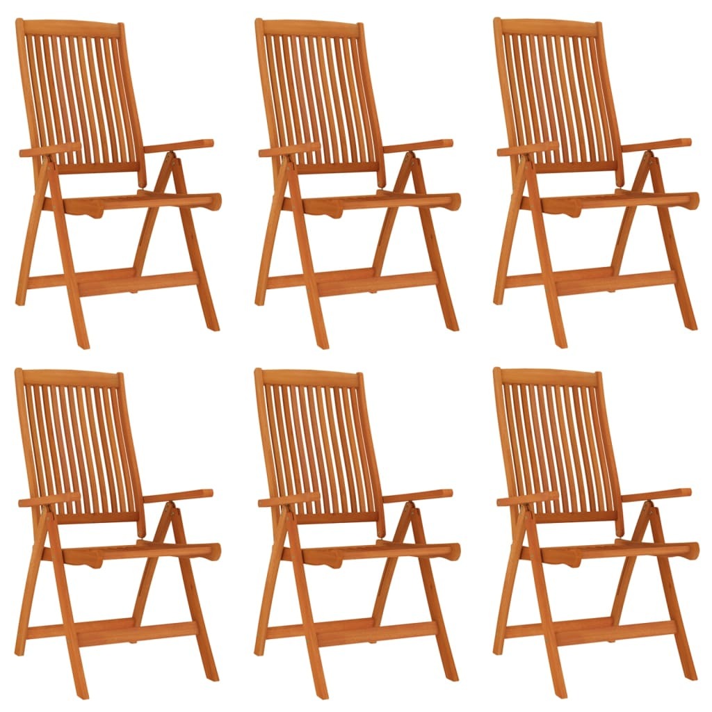 Folding Garden Chairs Set of 6 Solid Eucalyptus Wood Outdoor Patio Natural