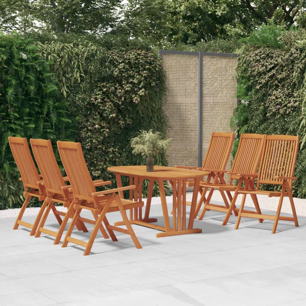 Folding Garden Chairs Set of 6 Solid Eucalyptus Wood Outdoor Patio Natural