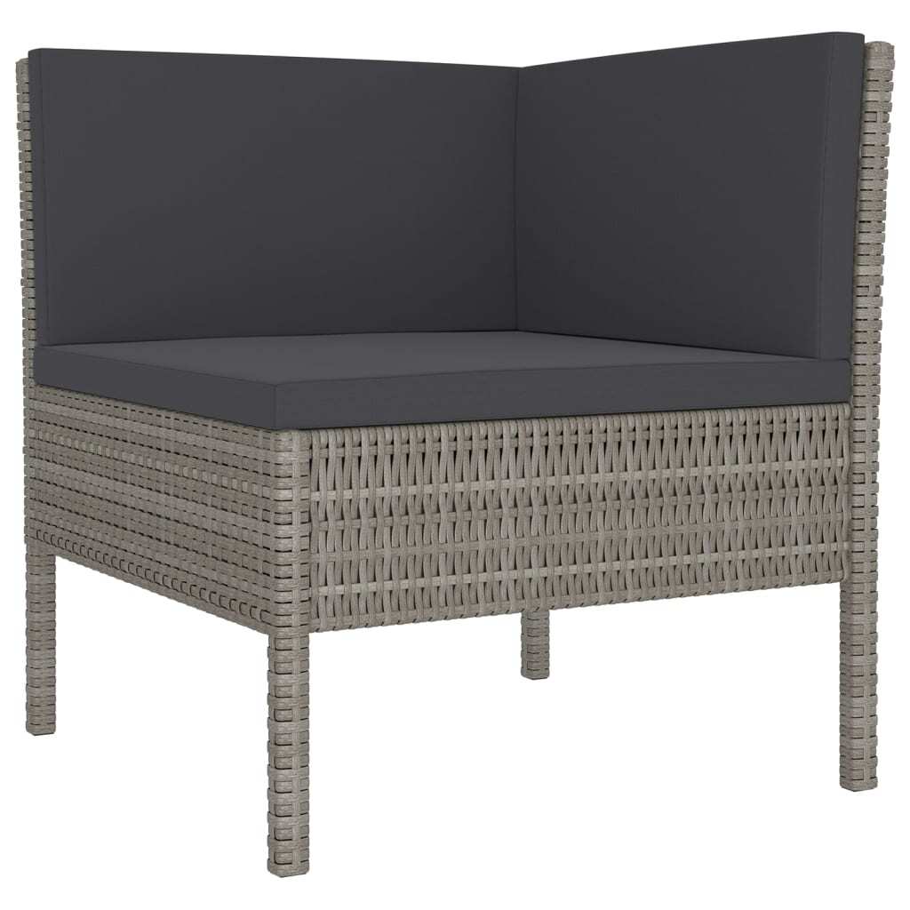 Poly Rattan 6 Piece Garden Patio Lounge Set Cushions Grey