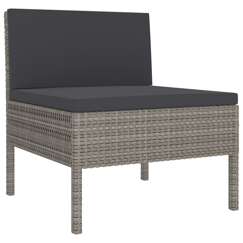 Poly Rattan 6 Piece Garden Patio Lounge Set Cushions Grey