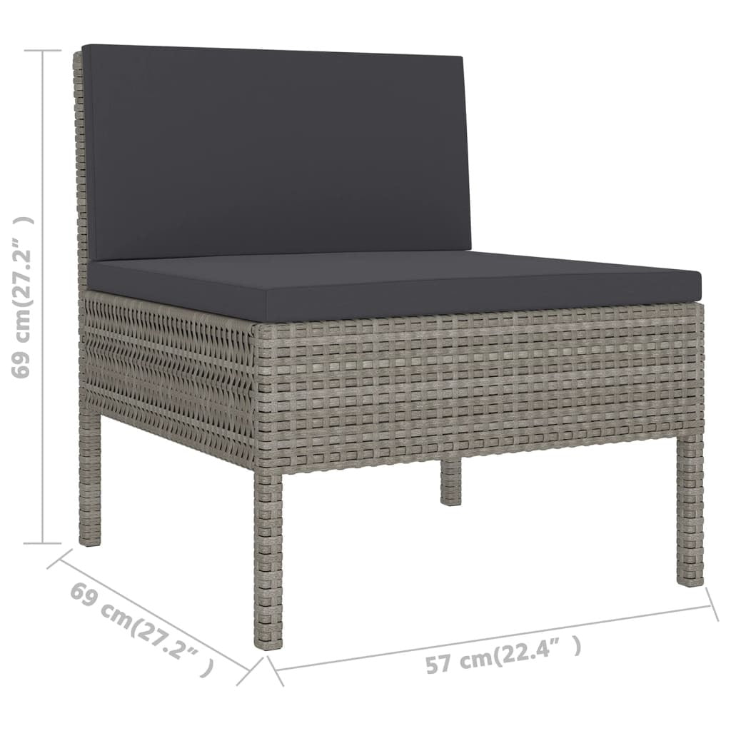 Poly Rattan 6 Piece Garden Patio Lounge Set Cushions Grey