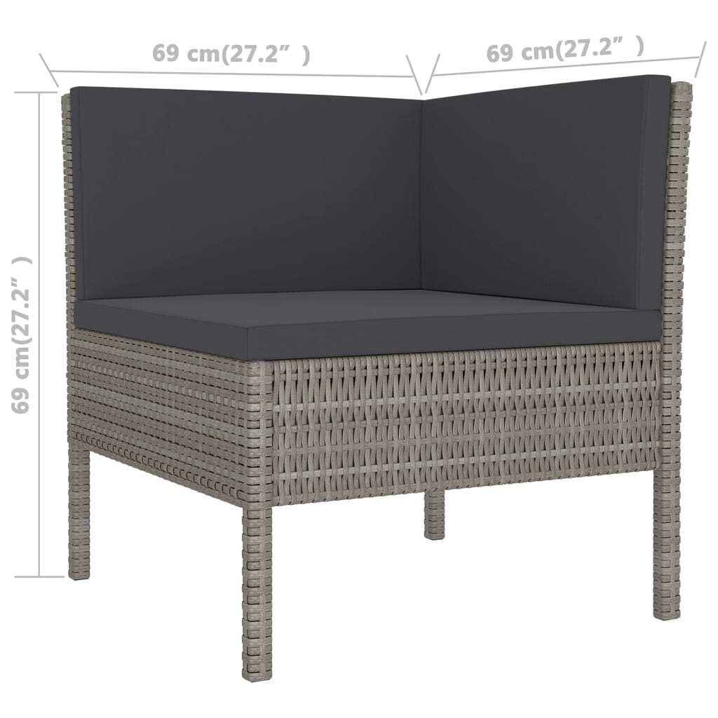 Poly Rattan 6 Piece Garden Patio Lounge Set Cushions Grey