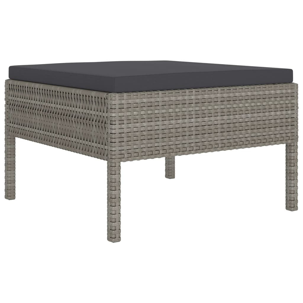 Poly Rattan 6 Piece Garden Patio Lounge Set Cushions Grey