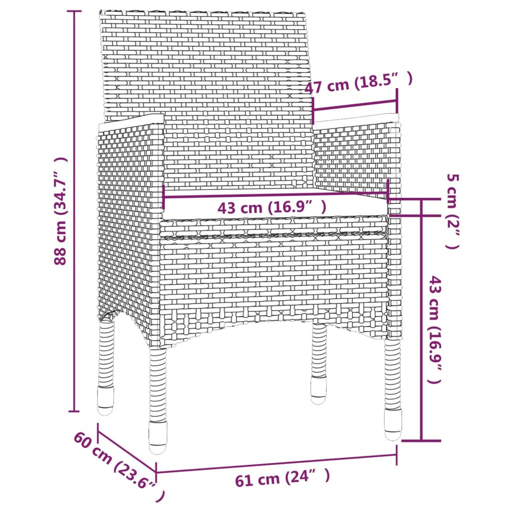 5 Piece Outdoor Dining Set with Cushions Poly Rattan Grey