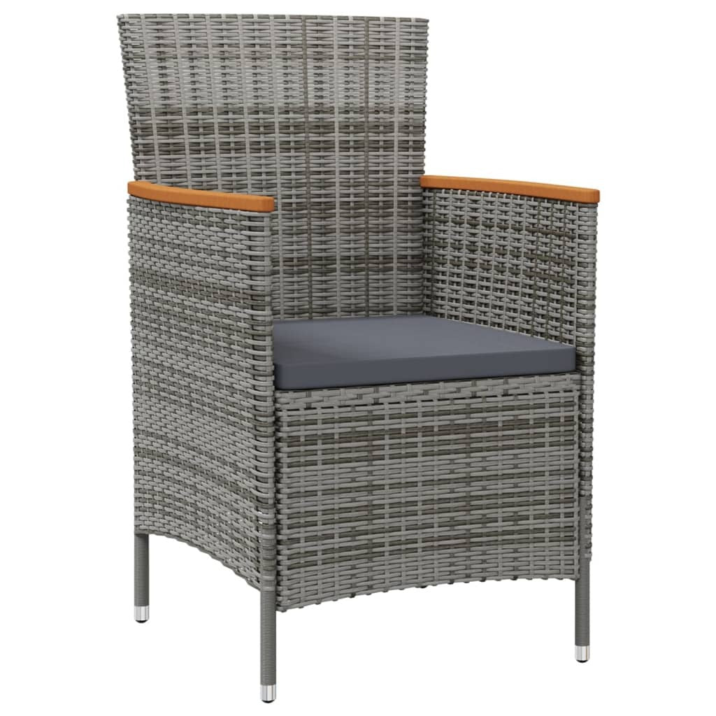 5 Piece Outdoor Dining Set with Cushions Poly Rattan Grey