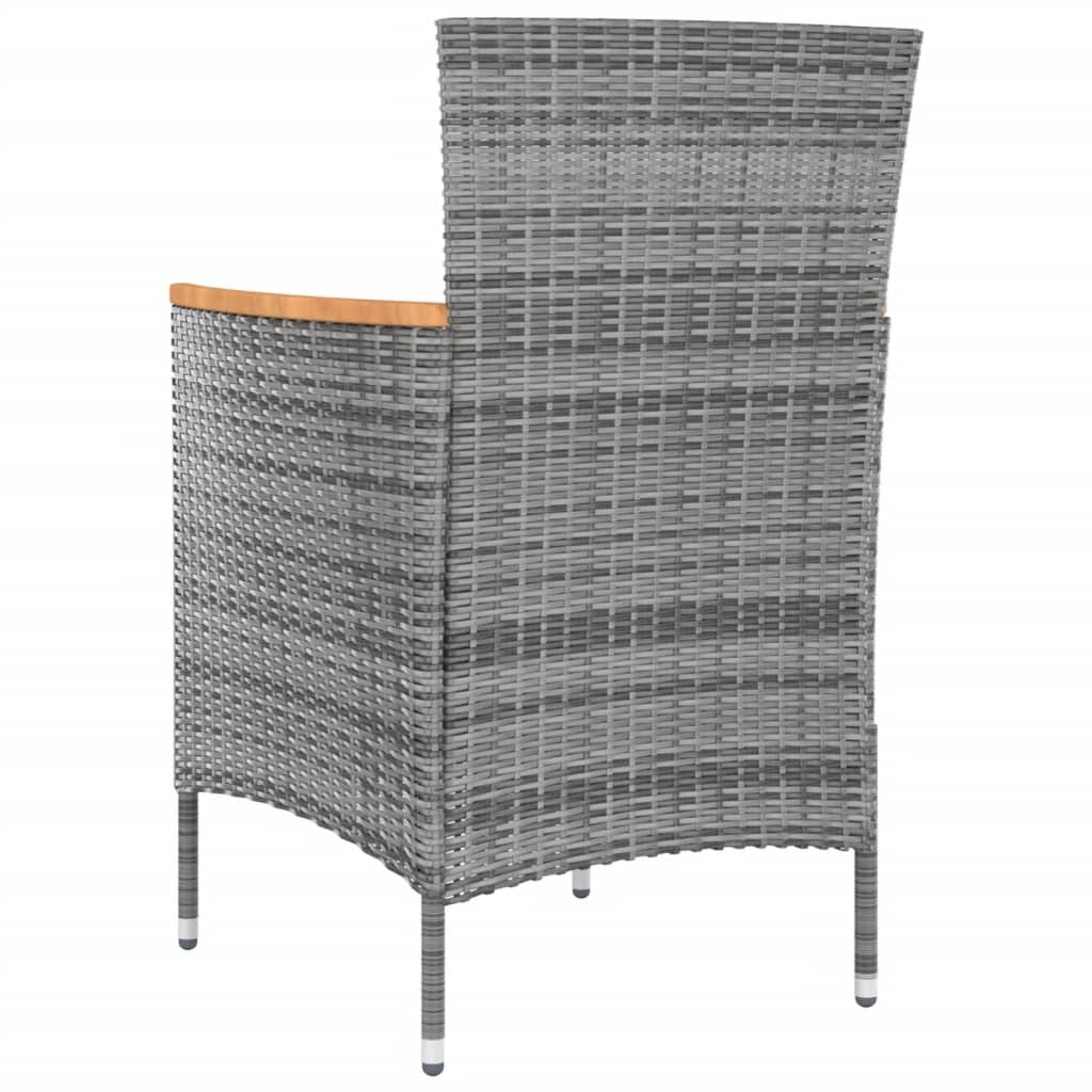 5 Piece Outdoor Dining Set with Cushions Poly Rattan Grey
