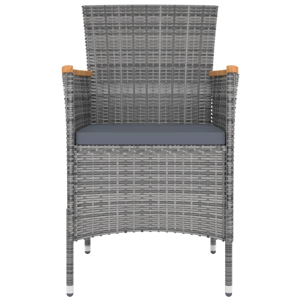 5 Piece Outdoor Dining Set with Cushions Poly Rattan Grey