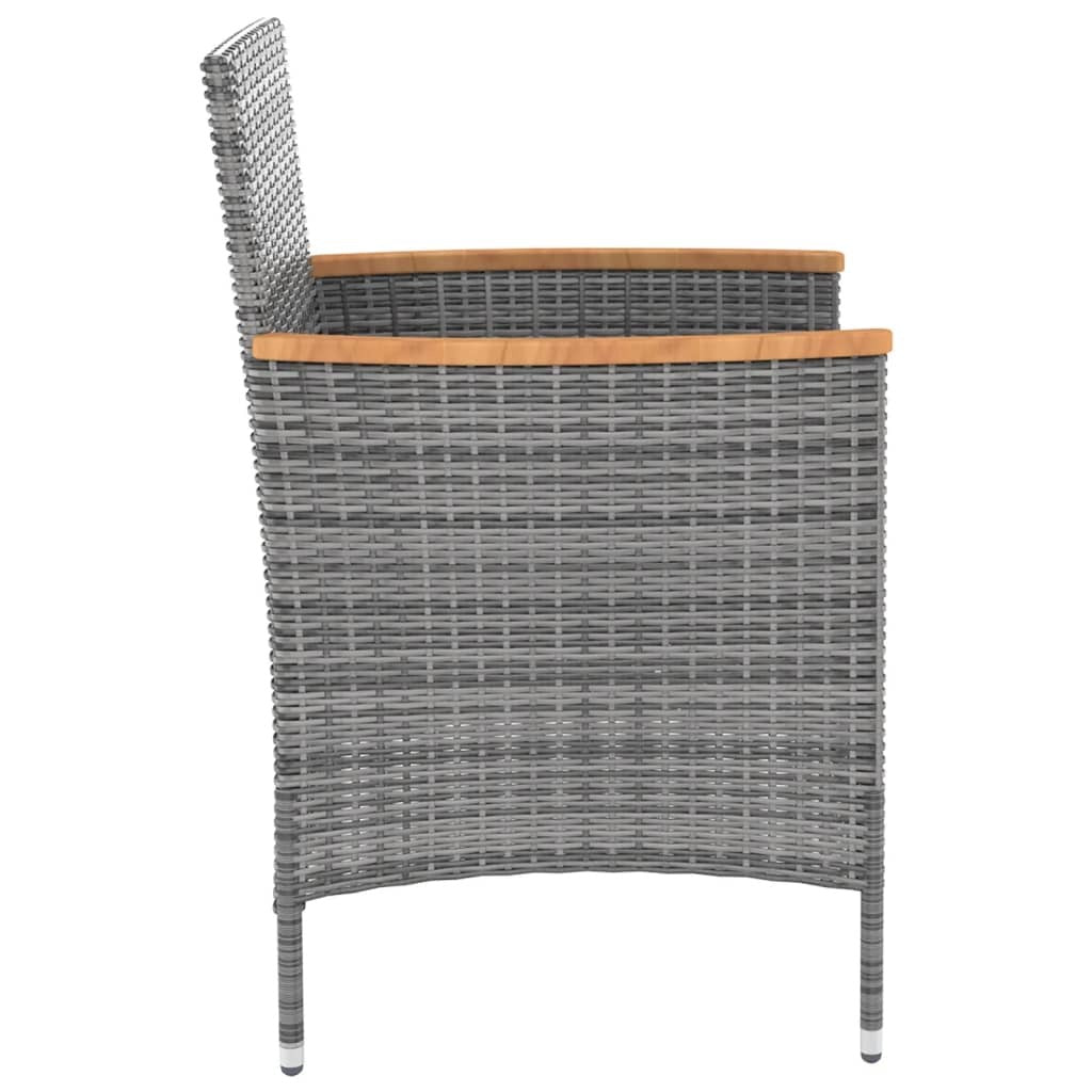 5 Piece Outdoor Dining Set with Cushions Poly Rattan Grey