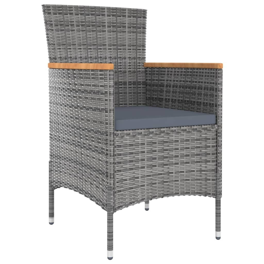 5 Piece Outdoor Dining Set with Cushions Poly Rattan Grey