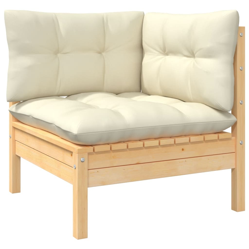 7 Piece Garden Lounge Set with Cushions Solid Pinewood Sofa Patio Set Cream